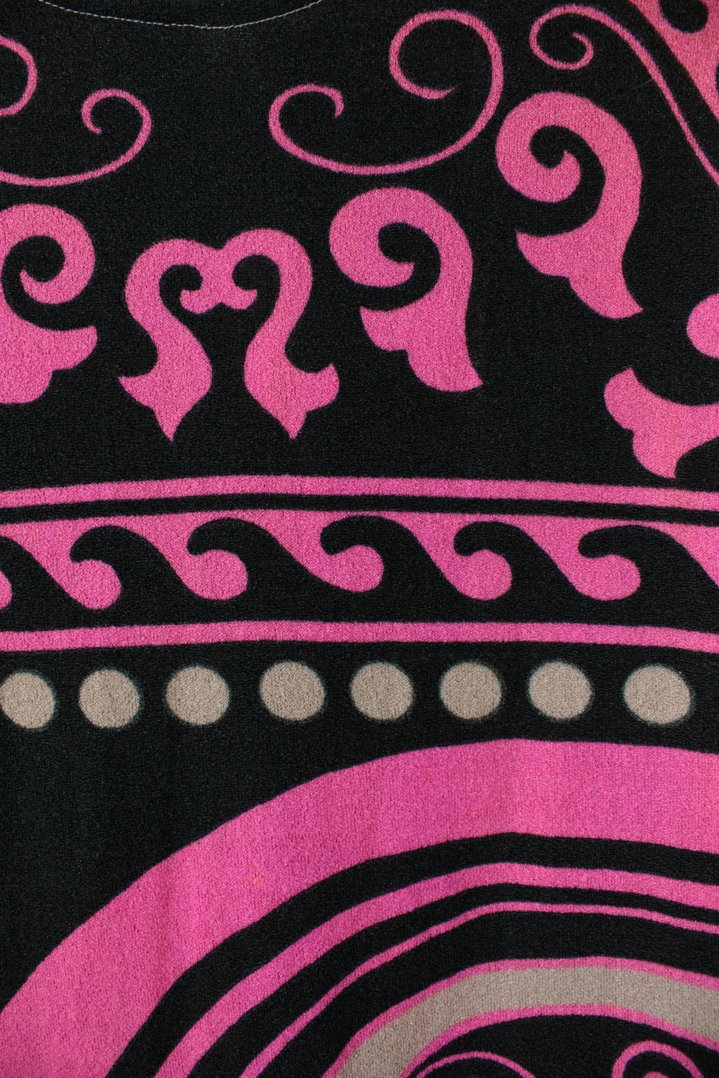 1960s Psychedelic Textured Longsleeve Top Pink Black