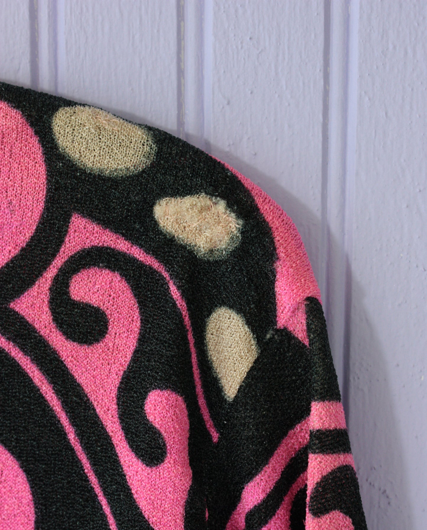 1960s Psychedelic Textured Longsleeve Top Pink Black