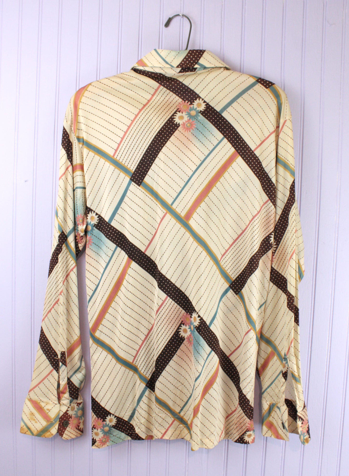 70's Polyester Floral & Striped Buttondown