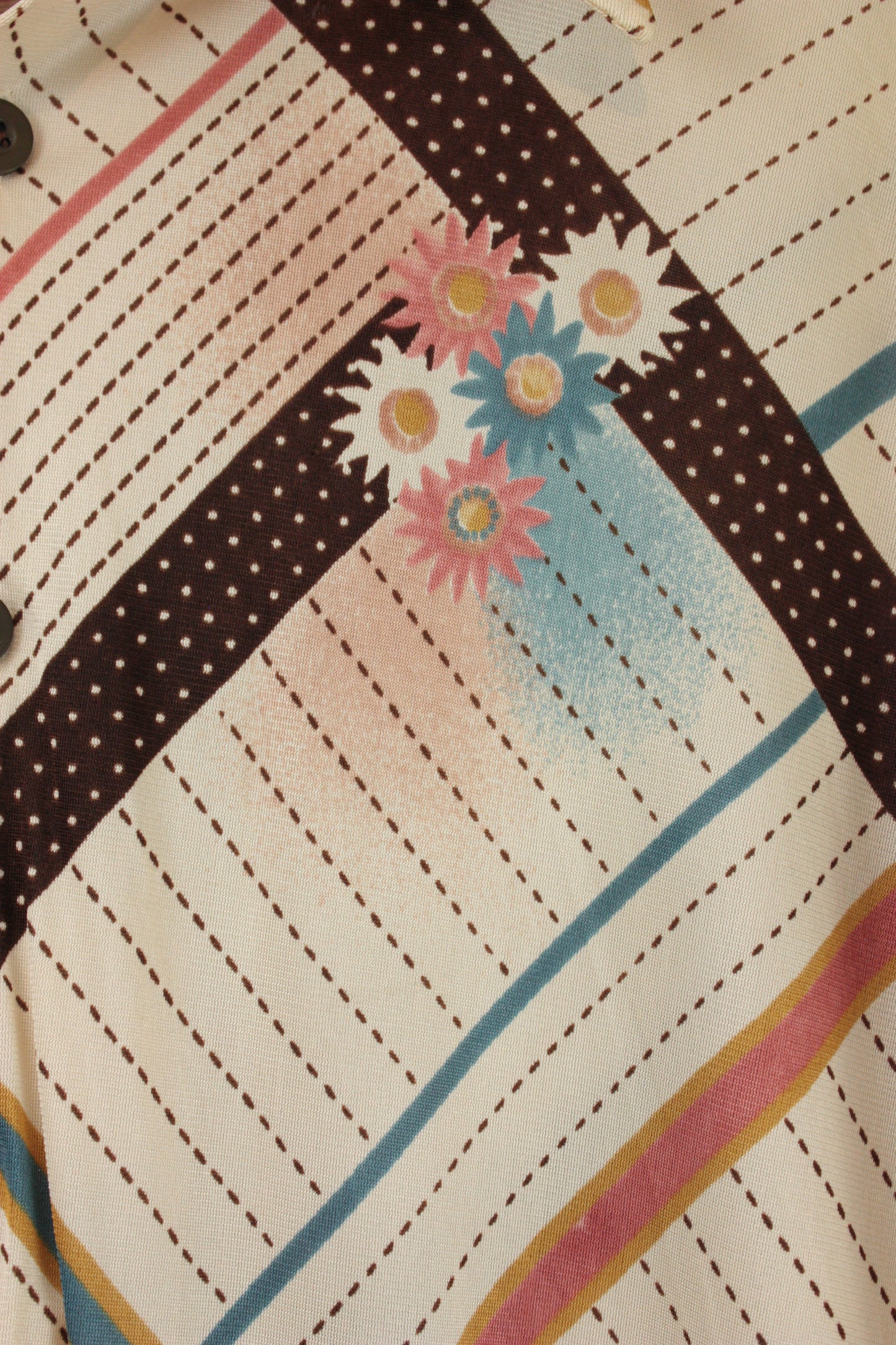 70's Polyester Floral & Striped Buttondown