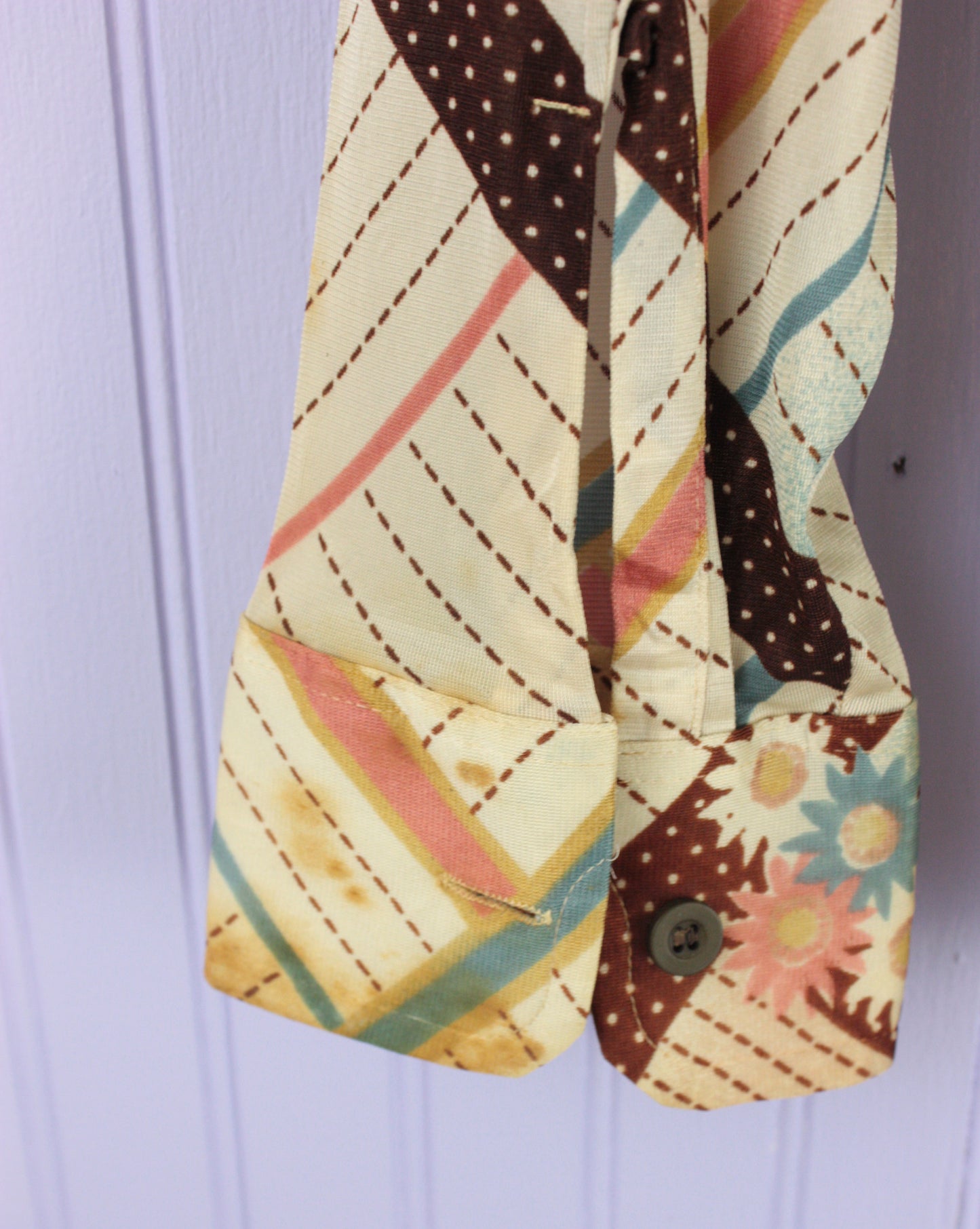 70's Polyester Floral & Striped Buttondown