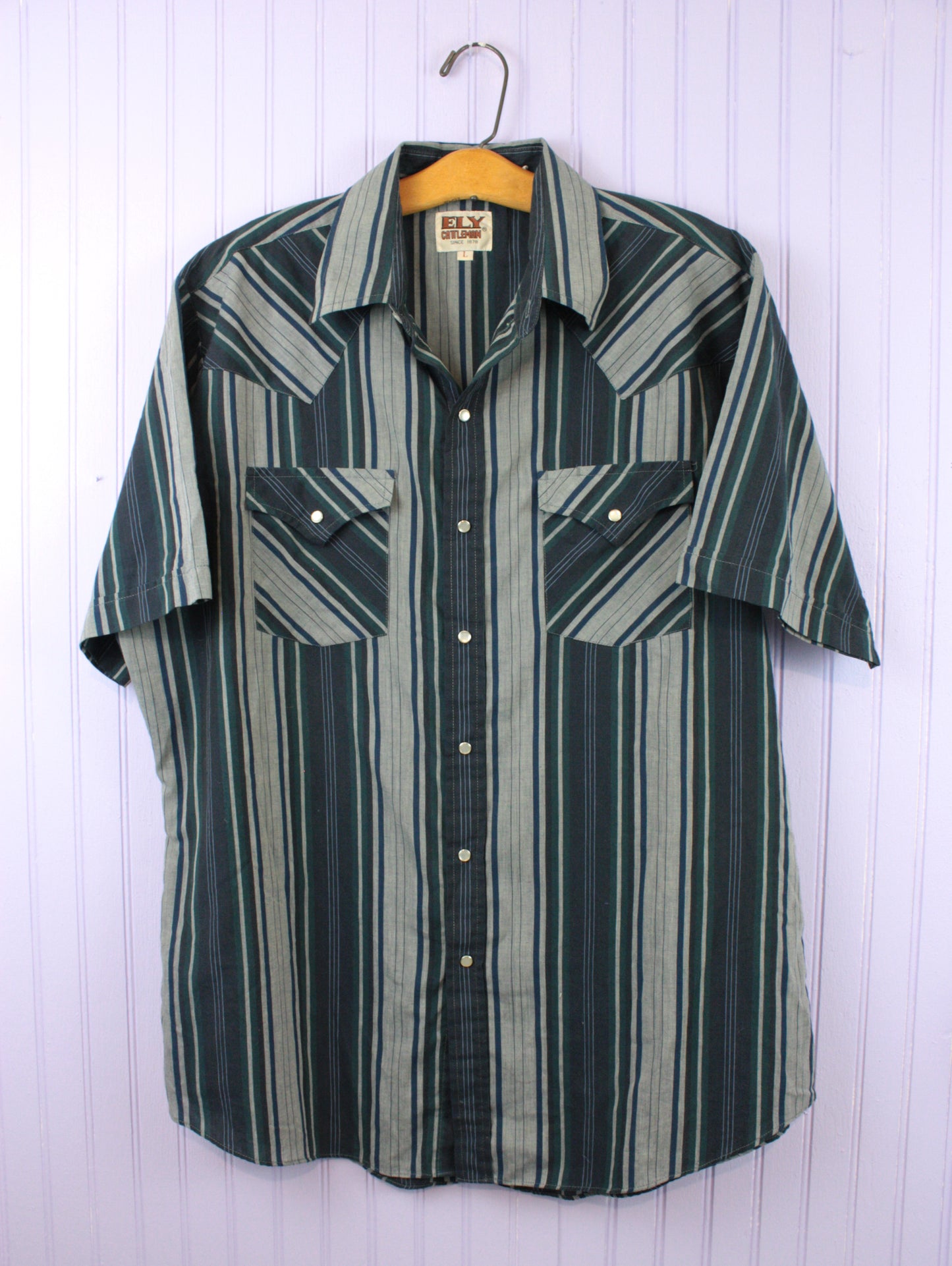 Ely Cattleman Pearl Snap Short-Sleeve Striped Shirt