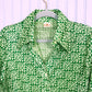 1970's Disco Buttondown Green Geometric Print