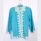 60’s Vintage Embroidered Blue Cotton Top