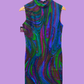 1960's Byer of California Psychedelic Swirl Dress in Purple/Blue and Green