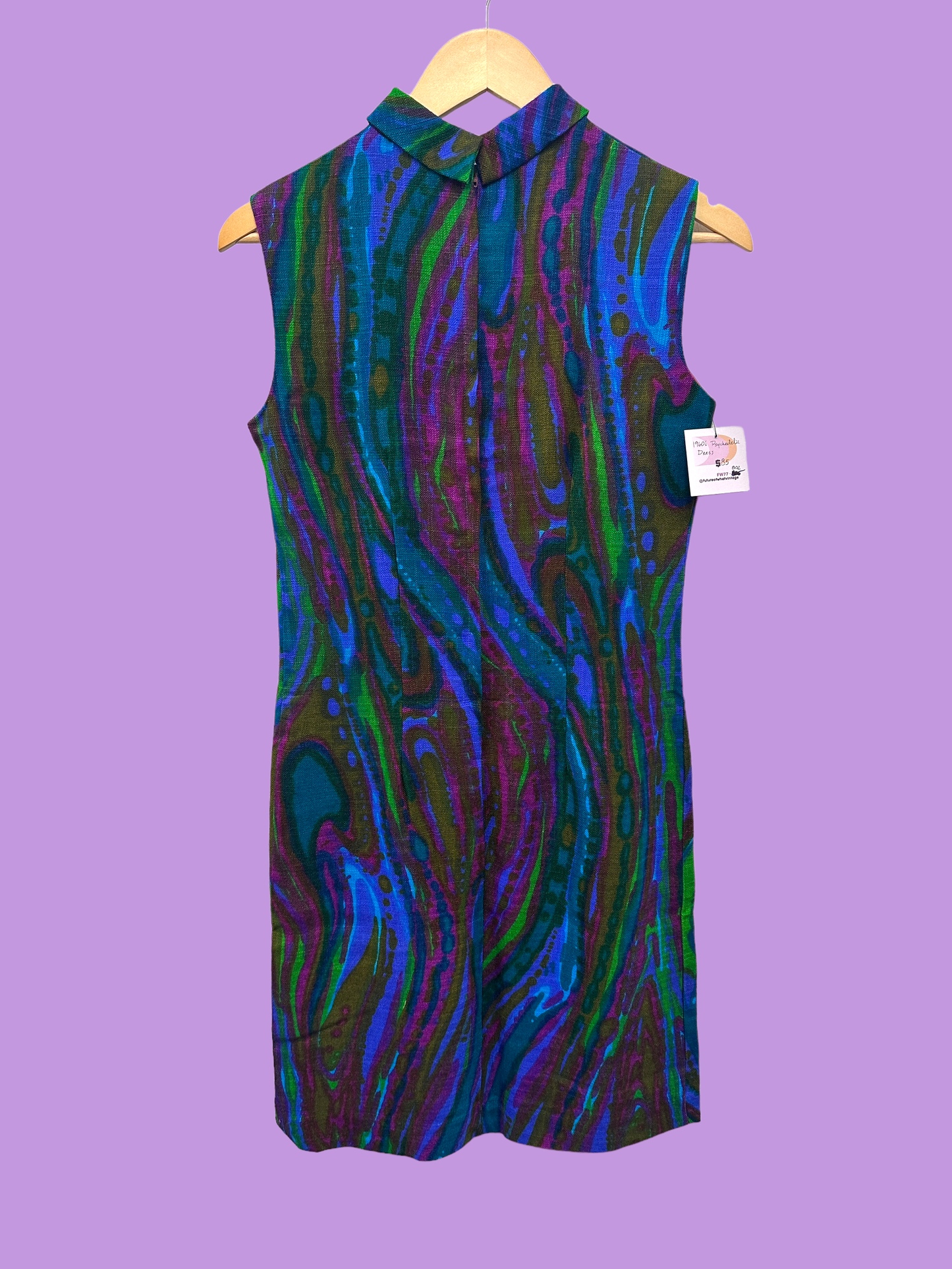 1960's Byer of California Psychedelic Swirl Dress in Purple/Blue and Green