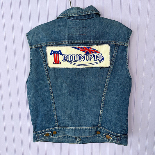Triumph Motorcycles Denim Vest with Bicycle Patch Wrangler