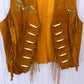 Painted Horses Leather Vest Beaded with Fringe 1960s