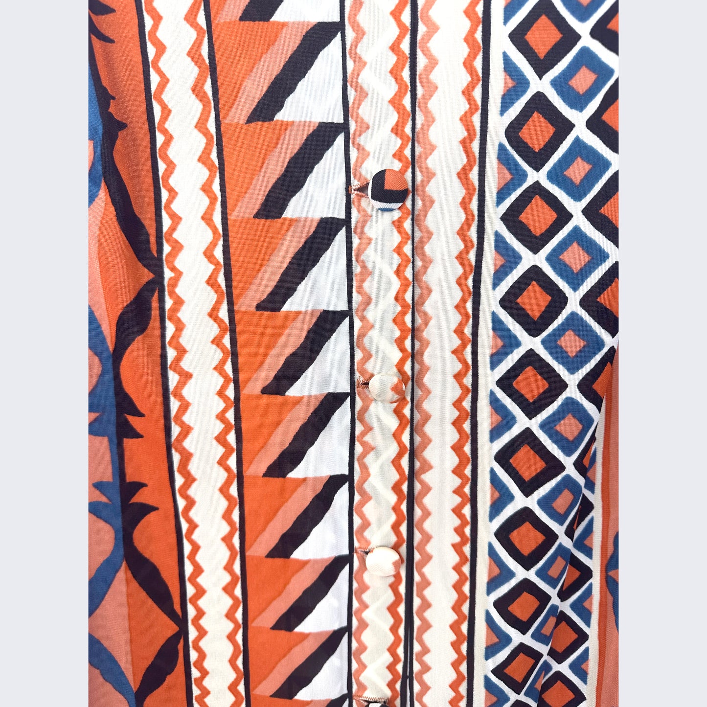 1970's LeVoy Sleeveless Geometric Polyester Maxi Dress