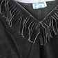 Black Suede Poncho with Fringe