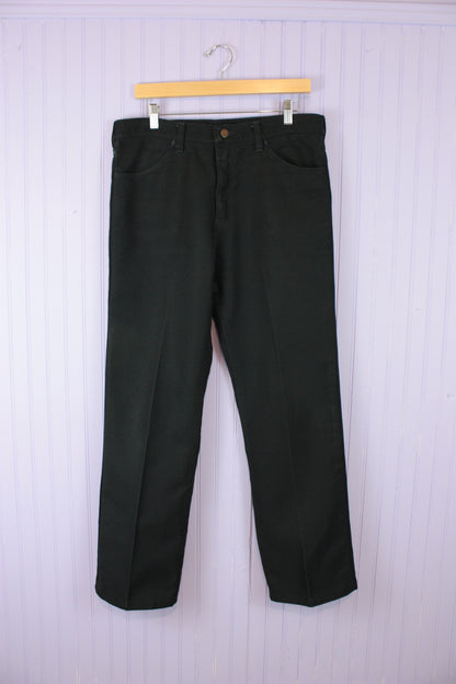 1970's Black Wrangler Wrancher Trousers Knit Pants 34" x 30"