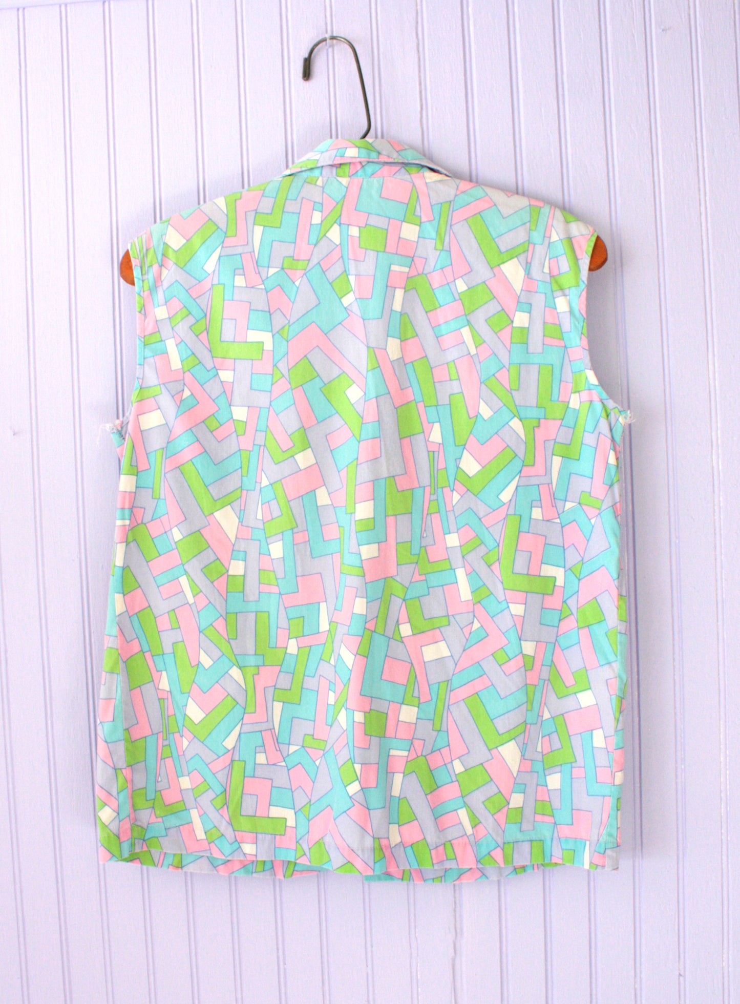 1960's Sleeveless Pink and Green Top