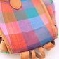 Multicolor Plaid Cotton and Leather Lined Backpack