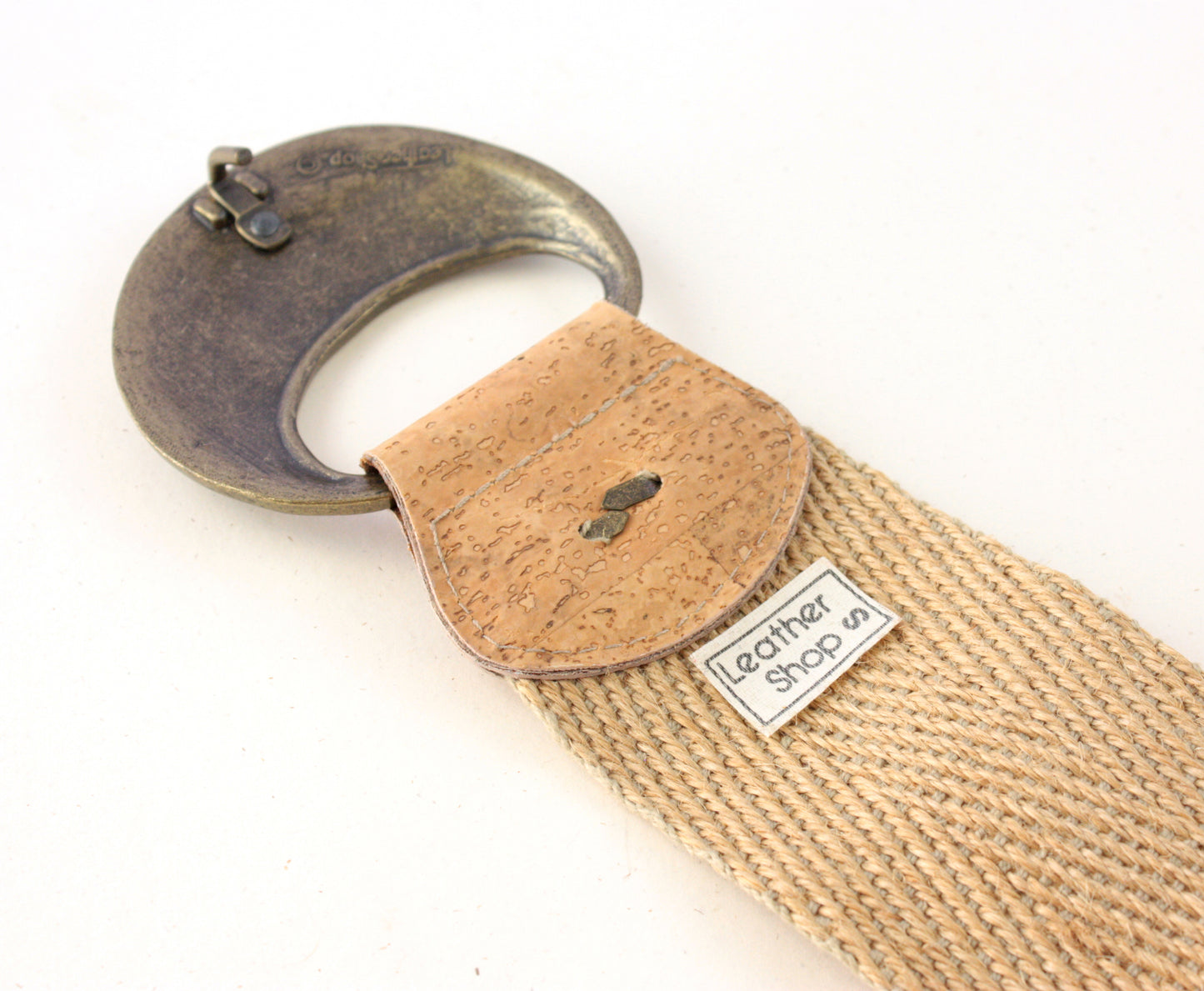 Vintage Woven Natural Belt with large Buckle