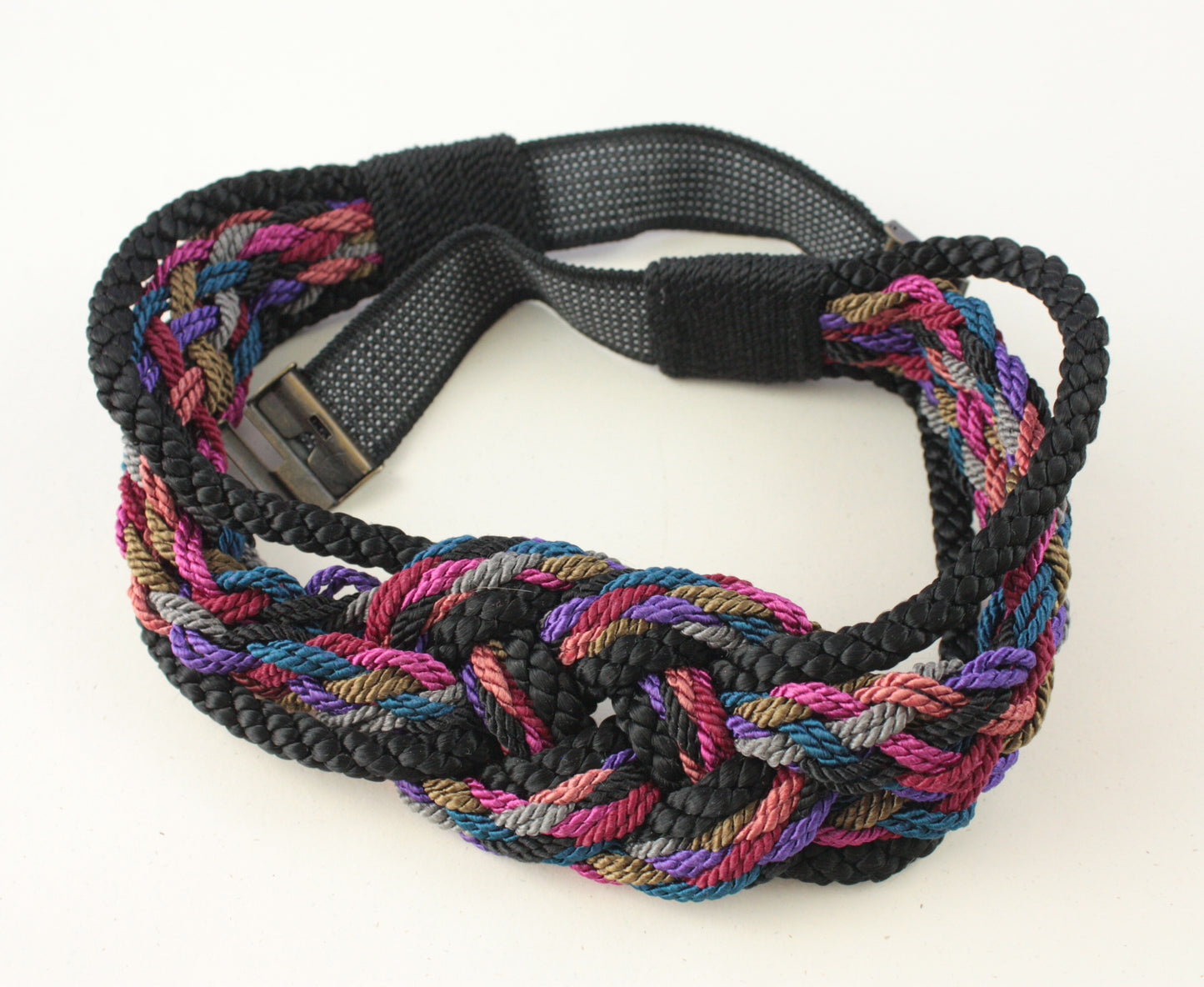 80's Black and Multicolor Woven Rope Cinch Belt