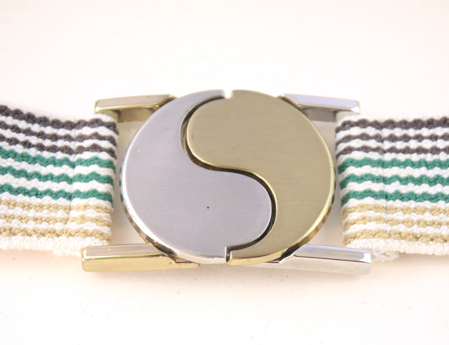 Yin Yang Gold & Silver Cinch Belt Brown and Green