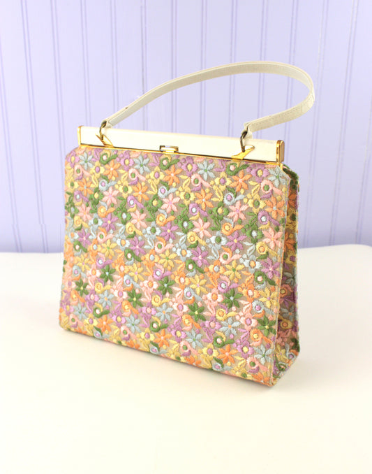 Vintage Floral Embroidered Handbag
